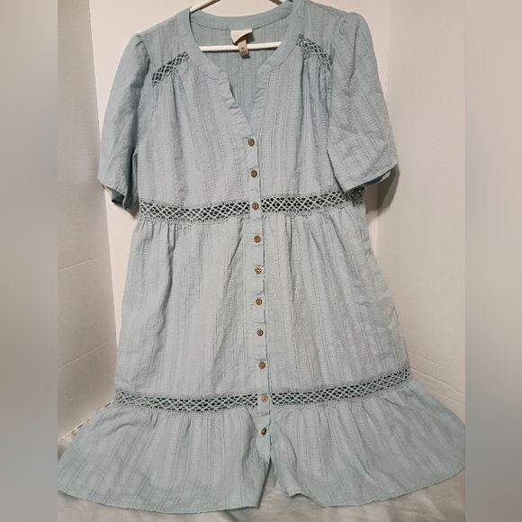 Knox Rose Dresses & Skirts - Knox Rose Light Blue Button-Down Midi Dress